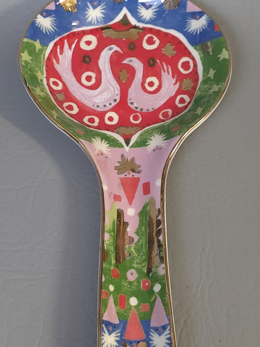 Anthropologie Ceramic Holiday Decorative Hand-Painted Ceramic Spoon Rest